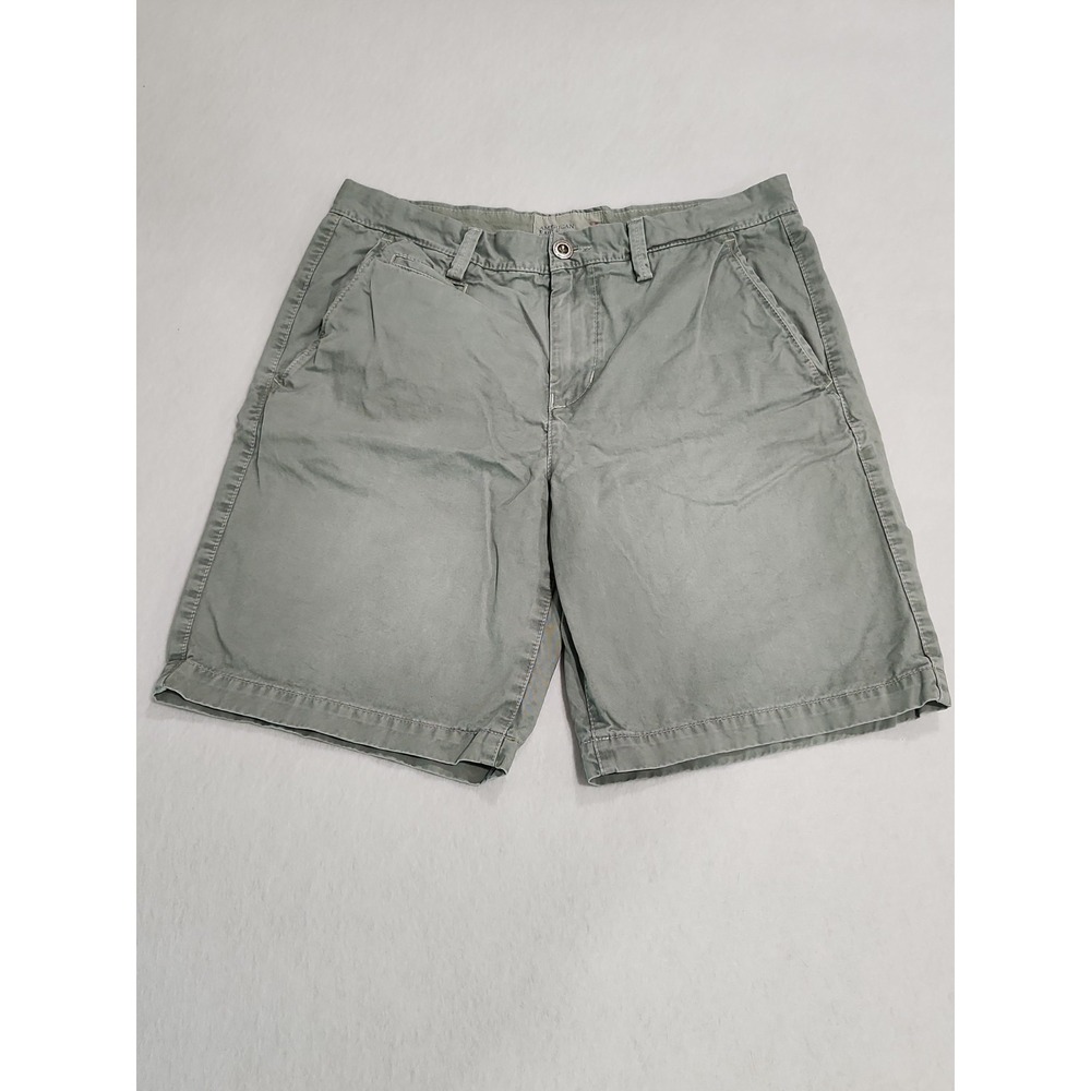 American Eagle Shorts Mens 34 Prep Fit Olive Green Chino Casual Flat Front - Picture 1 of 11